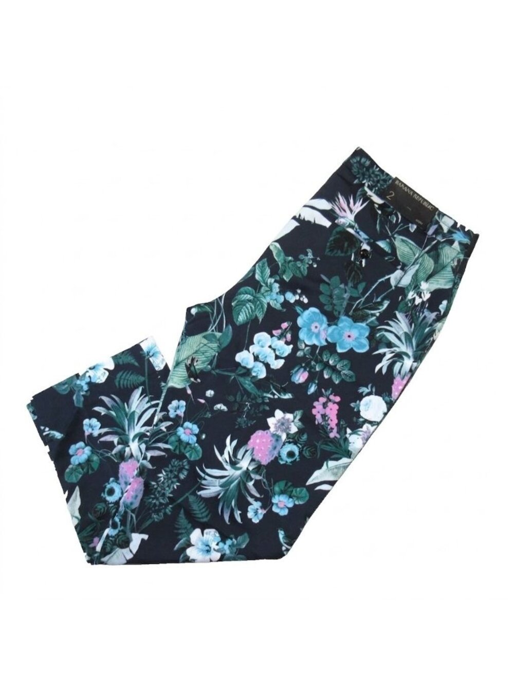 NWT Banana Republic Avery in Floral Pineapple Tropical Crop Trouser Pants 2 $98